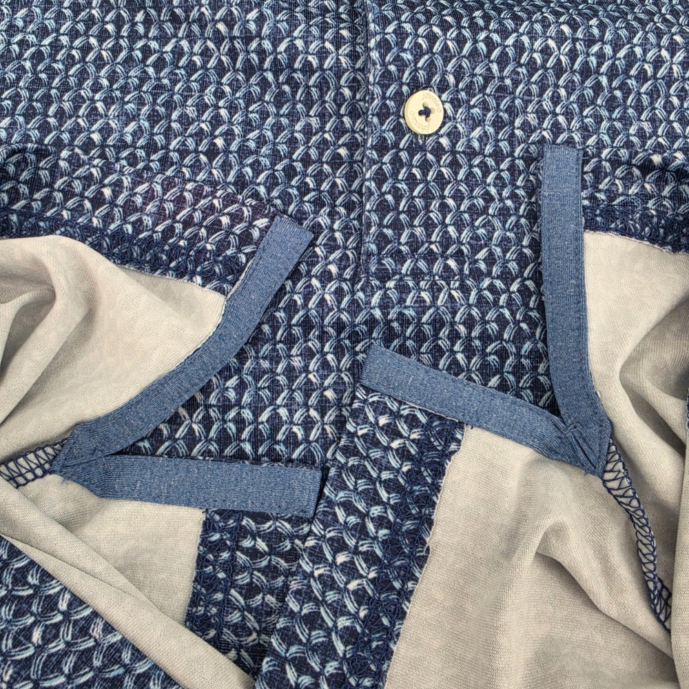 Johnnie-O Mens size Large Blue Geometric AOP Print Golf Performance Polo Shirt - Picture 14 of 16